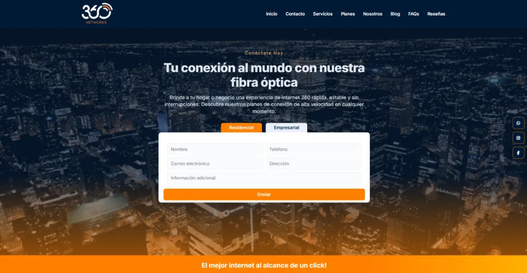 360 Networks: web corporativa de telecomunicaciones enfocada en conversión B2B