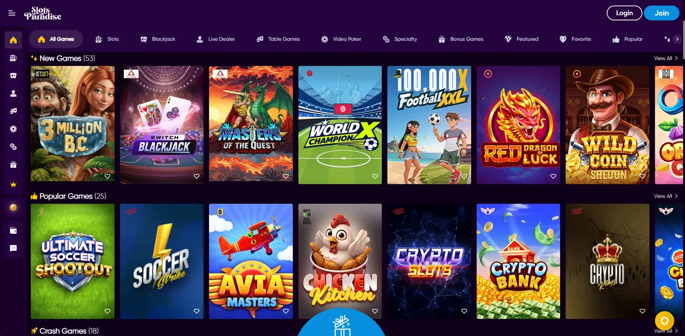 Slots Paradise: casino en línea de tragamonedas con juegos nuevos, populares y crash games