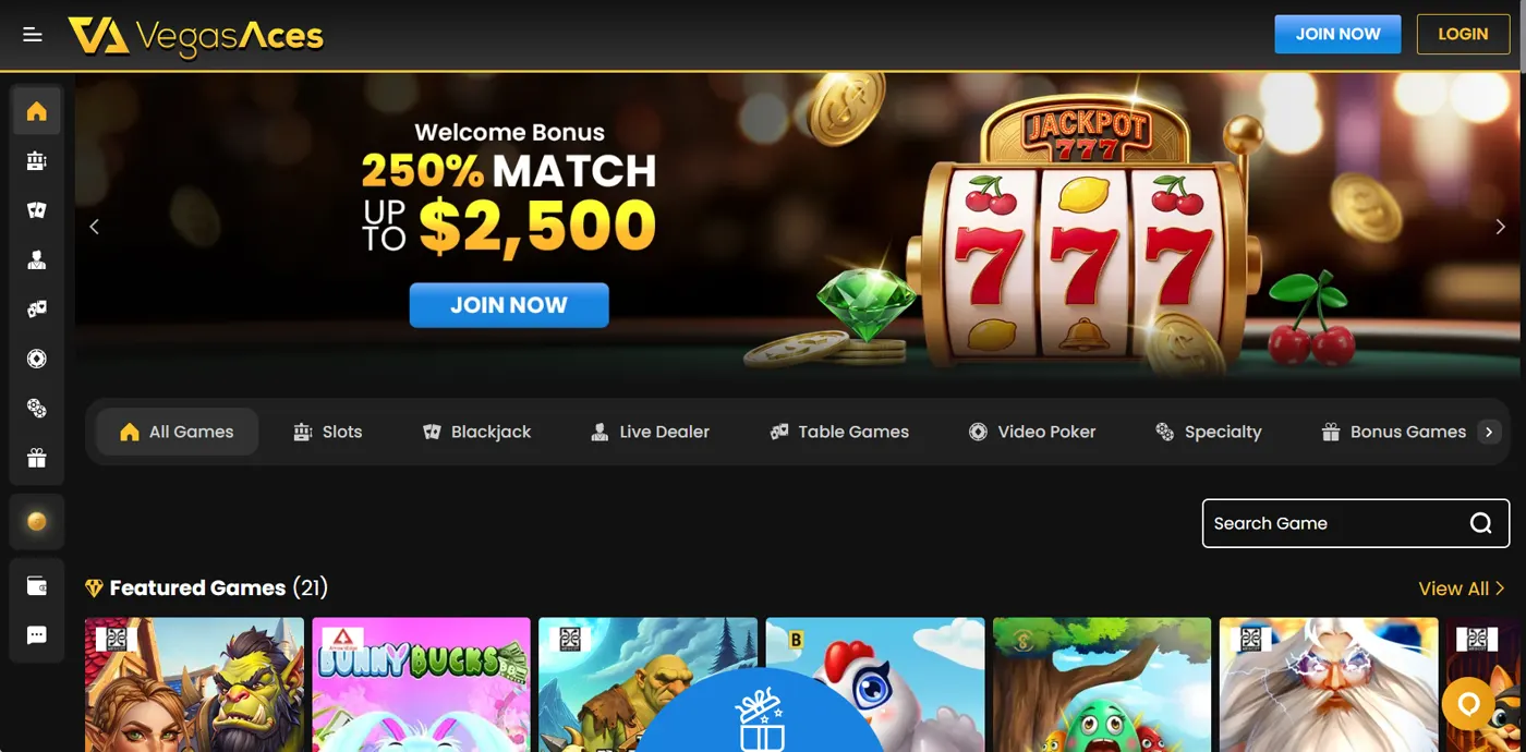 Vegas Aces: casino en línea con slots, blackjack, crupier en vivo y bono de bienvenida